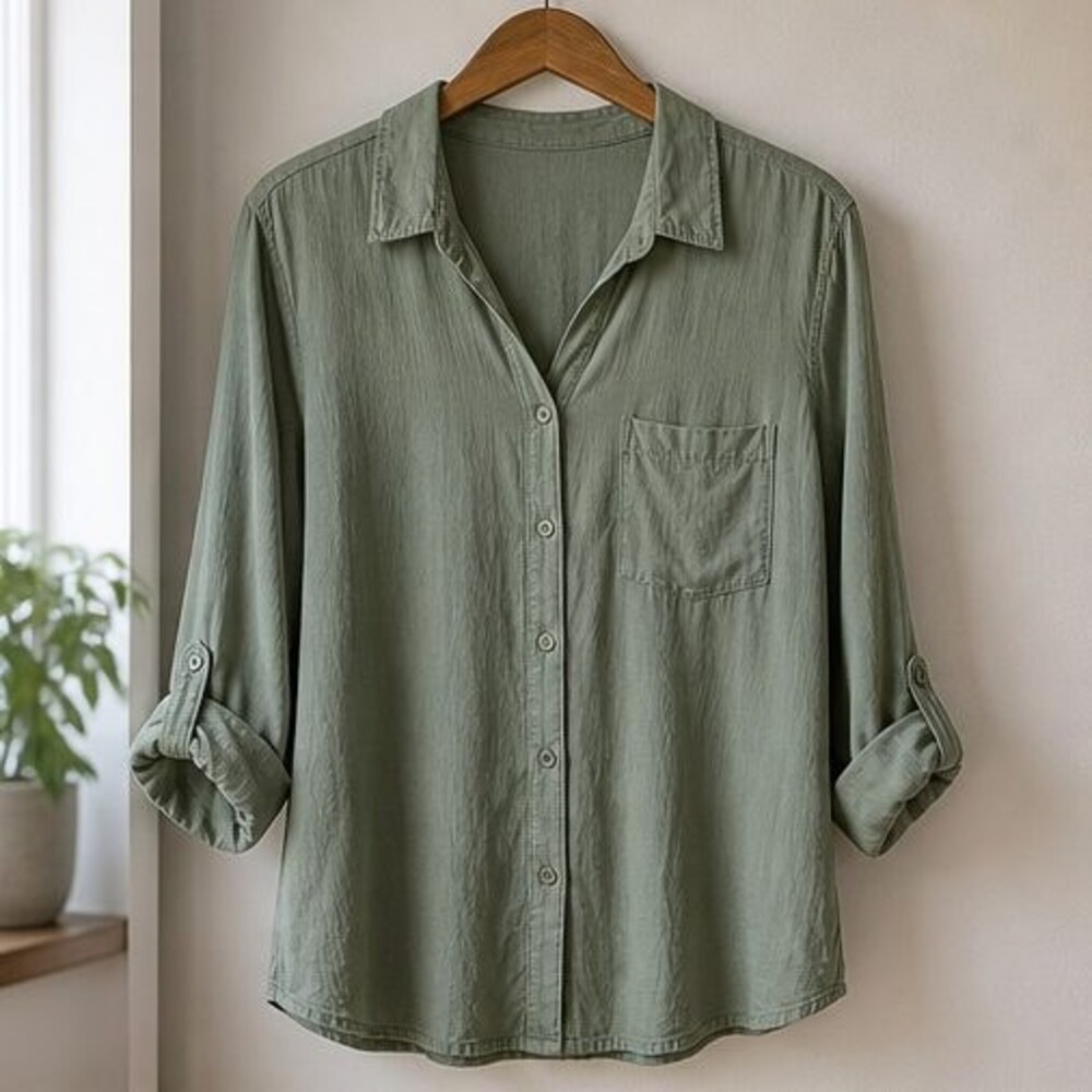 Charcoal Button Blouse